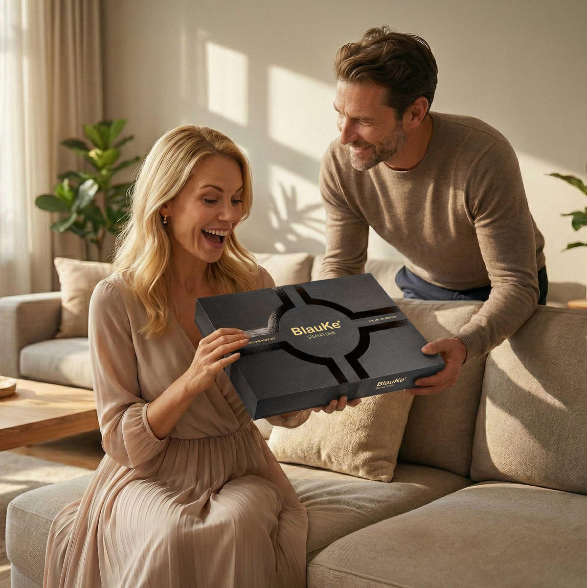 KÄSEBRETT mit Käsemesser Set 30x38cm (Akazienholz) - Beige, Holz (30/38cm) - BlauKe