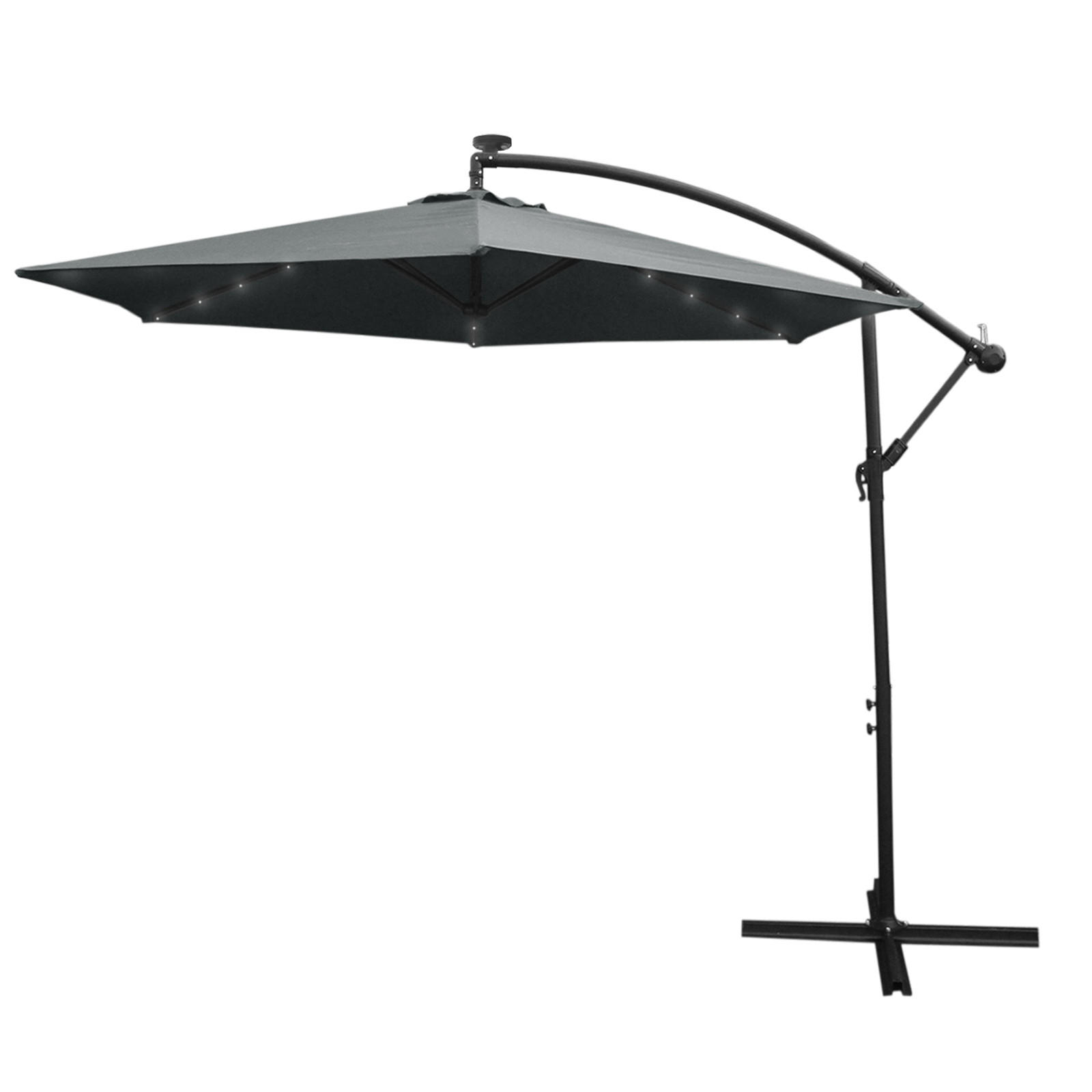 SONNENSCHIRM 300cm LED Ampelschirm - Grau - Grau, Textil (300/300cm) - Monstershop