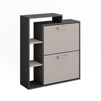 SCHUHKIPPER Orlando Anthrazit/Greige 80 x 90 cm - Greige/Anthrazit, Holzwerkstoff (80/90/24.2cm) - Vicco
