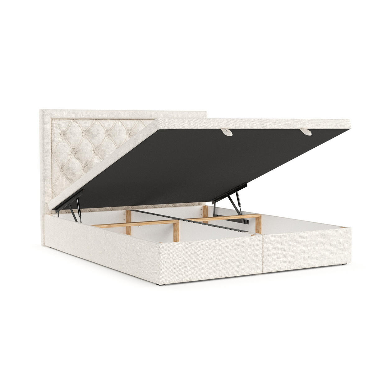 POLSTERBETT Nicobar mit Stauraum 180/200 cm Creme im Alta Stoff - Creme/Schwarz, Holz/Holzwerkstoff (180/200cm) - AltaBeds