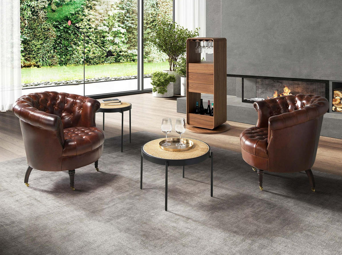 CHESTERFIELD-SESSEL Chester-Sessel aus cognacbraunem Leder 87/83/79 cm - Cognac/Walnussfarben, Leder/Holz (87/79/83cm) - ANGEL CERDA
