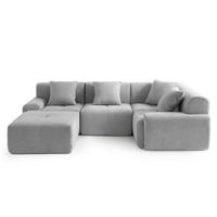 ECKSOFA Chenille Mineralgrau - Grau, Textil (260/190cm) - MILYsofa