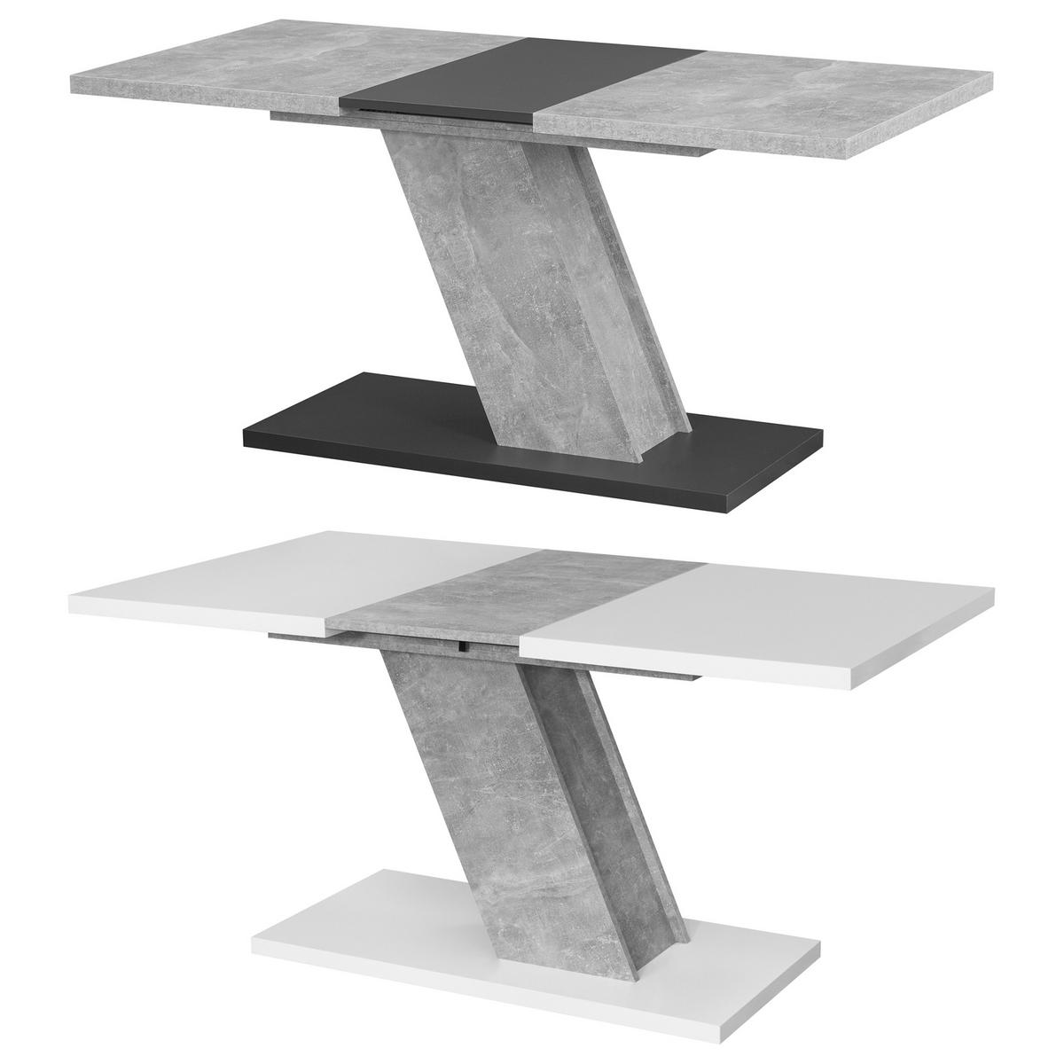ESSTISCH Kross Beton Optik + Weiß matt - Weiß, Holzwerkstoff (80/120/75cm) - Vladon