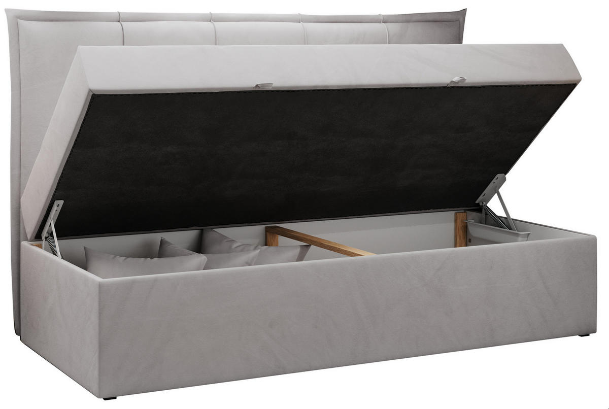 BOXBETT BANCO 90/200 Hellgrau Velvet - H3 - Hellgrau, Holz/Textil (90/200cm) - MKS
