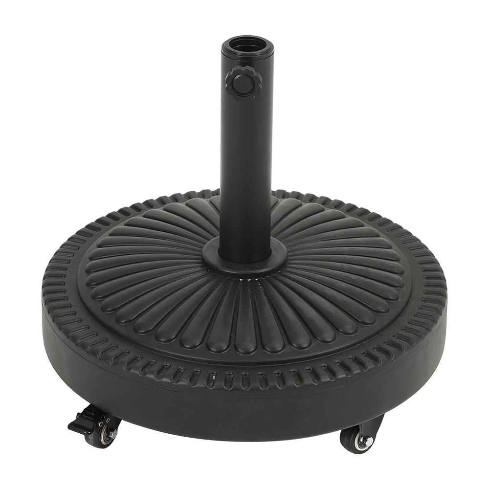 SONNENSCHIRMSTÄNDER Sonnenschirmfuß mit Rollen aus PE + Concrete mit dekorativem Muster Schwarz standfest ohne Befüllen Ø45 × 30 cm 25 kg - Schwarz, Metall (45/45cm) - Livingandhome