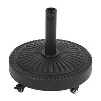 SONNENSCHIRMSTÄNDER Sonnenschirmfuß mit Rollen aus PE + Concrete mit dekorativem Muster Schwarz standfest ohne Befüllen Ø45 × 30 cm 25 kg - Schwarz, Metall (45/45cm) - Livingandhome