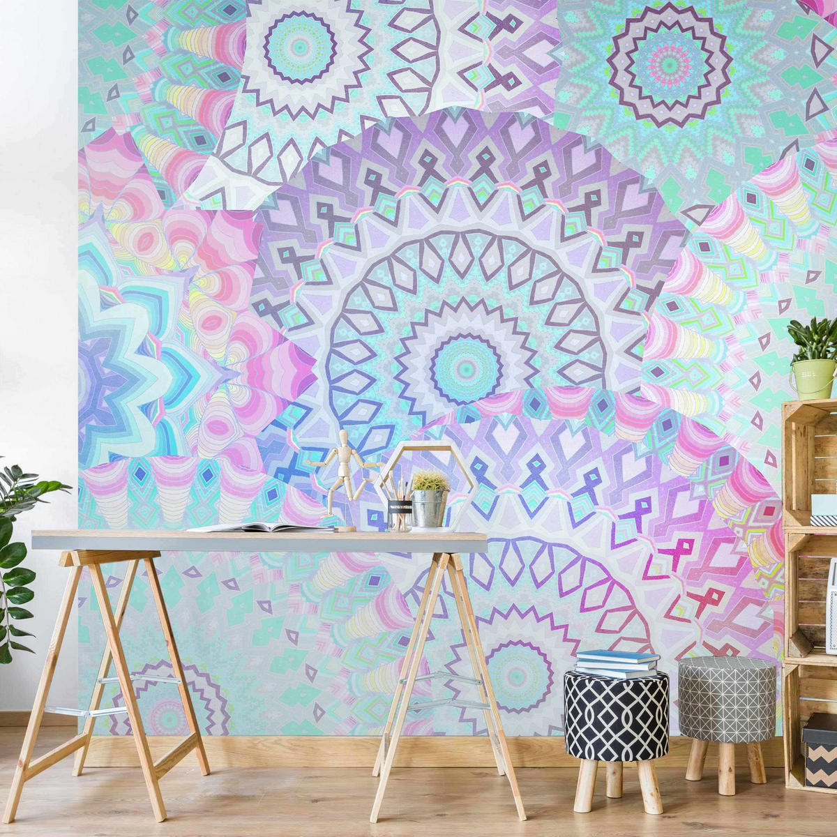 FOTOTAPETE Sommerträume Mandalas 240/240 cm - Multicolor, Papier (240/240cm) - Bilderwelten