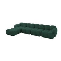 ECKSOFA modulares Sofa Links Miko-L3 390x205x75 Grün Velours - Schwarz/Grün, Holzwerkstoff/Kunststoff (390/205cm) - ALTDECOR
