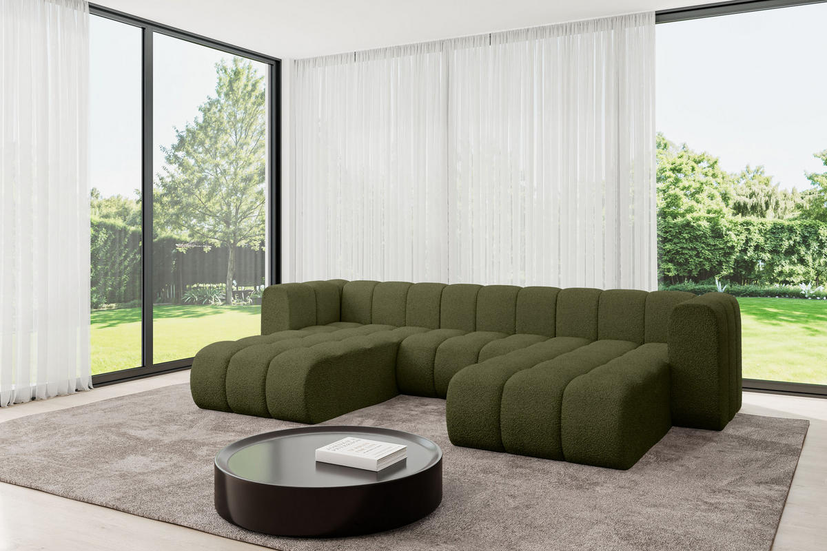WOHNLANDSCHAFT modulares Sofa Joren-U1 - 319x177x70 cm Grün - Grün, Holzwerkstoff/Textil (319/70/177cm) - ALTDECOR