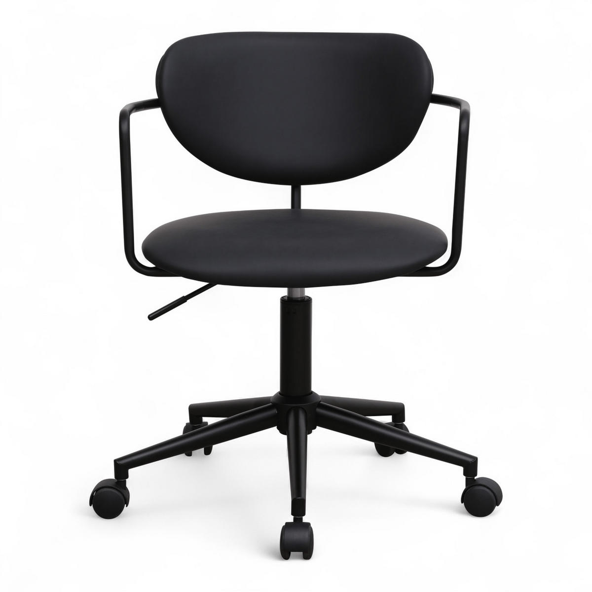 DREHSTUHL höhenverstellbar in Kunstleder Schwarz - Schwarz, Textil/Metall (54/71/57cm) - Furnhouse