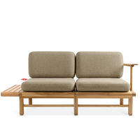 GARTENSOFA ATREDA 2-Sitzer, mit Ablage - Beige, Holz/Textil (175/74/80cm) - KONSIMO®