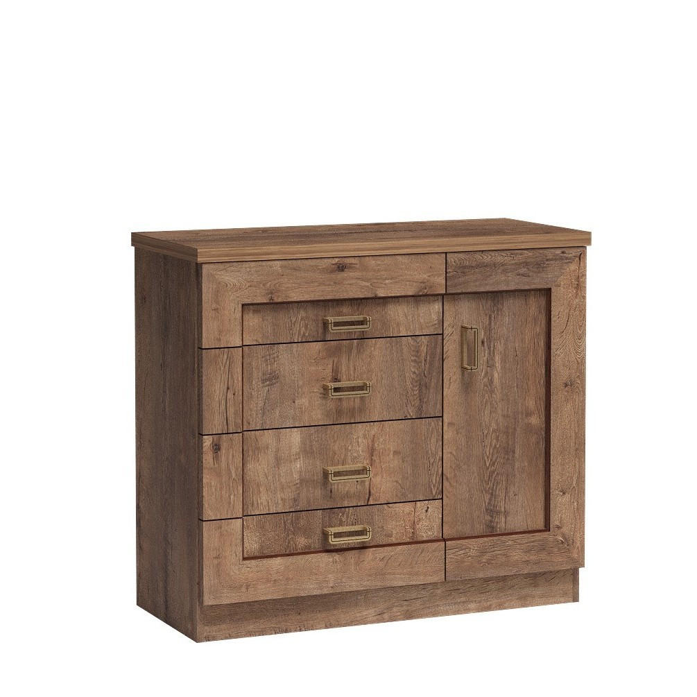 KOMMODE UDINE 100/90/40cm mit 4 Schubladen 1 Türen Bronzefarben - Bronzefarben, Holzwerkstoff (100/90/40cm) - MASSENO