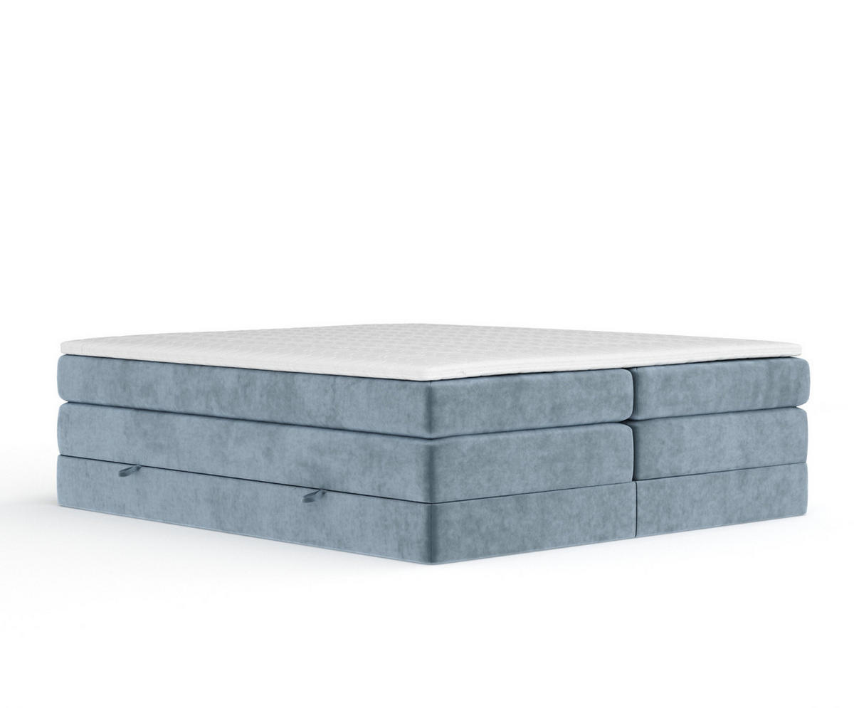 BOXSPRINGBETT Juniper Blau Grau 180/200 cm - Blaugrau/Schwarz, Holz/Holzwerkstoff (180/200cm) - Maison de Reve