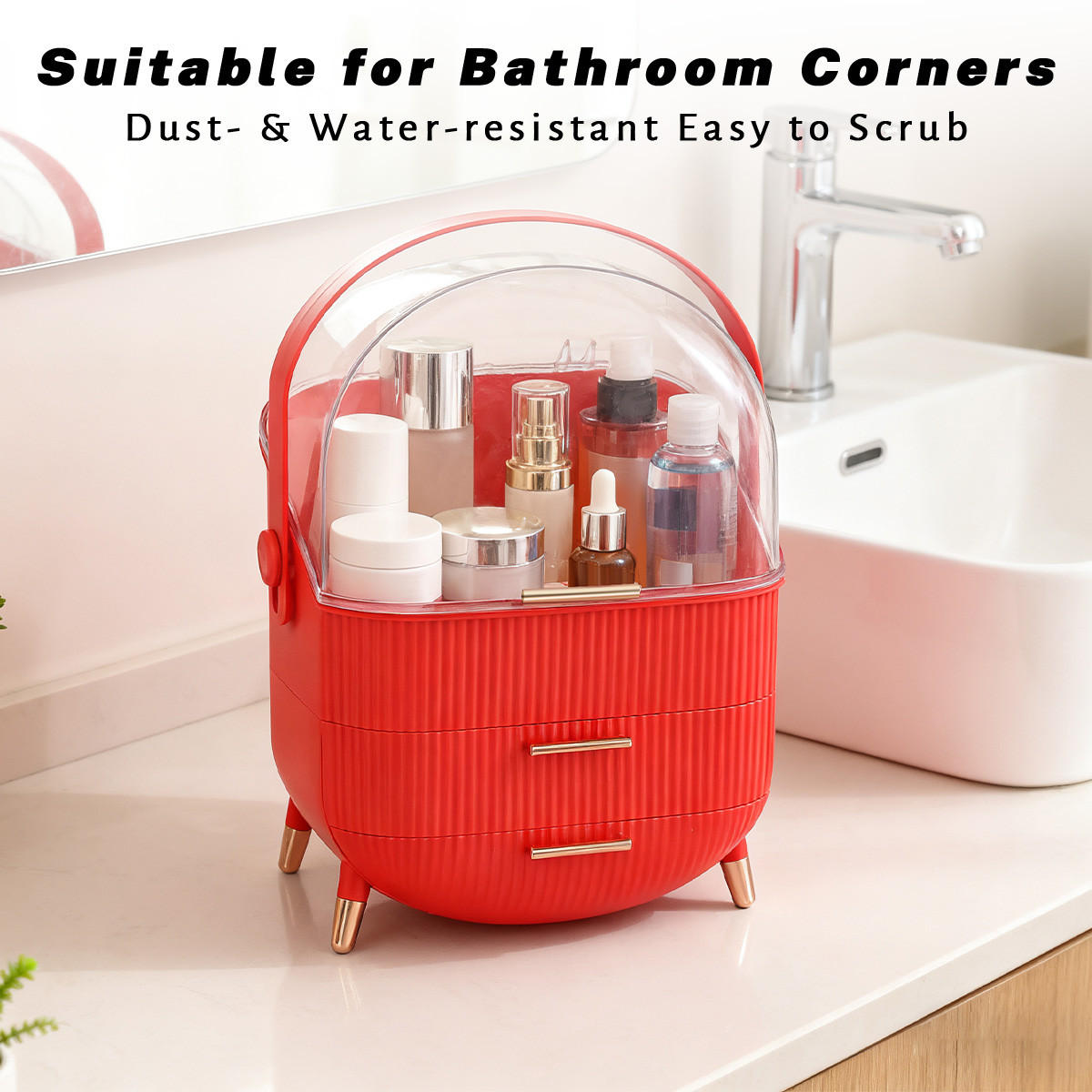 KOSMETIK ORGANIZER Miraya 29/19/38 cm - Rot, Kunststoff (19/38/29cm) - ZMH