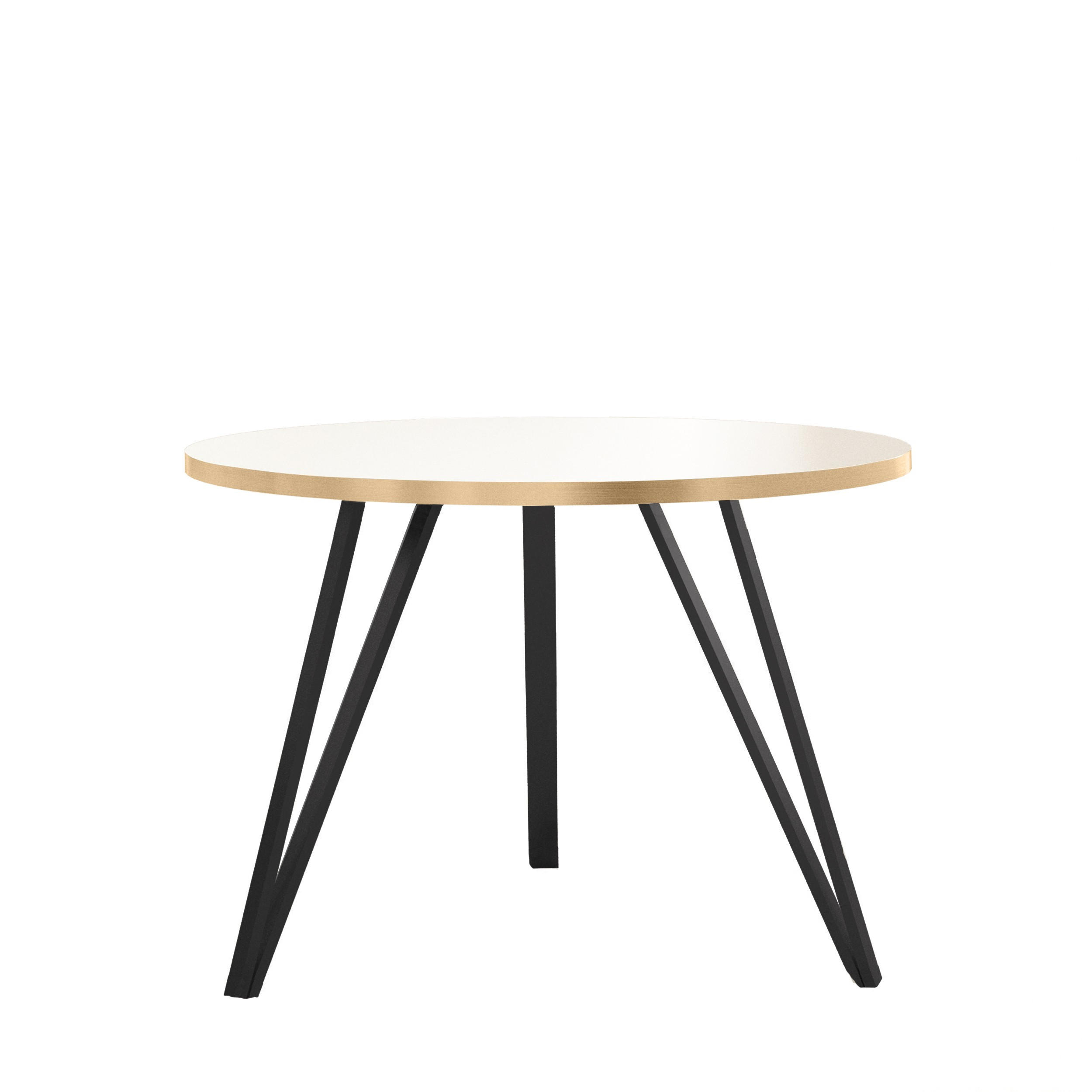 COUCHTISCH Linea Weiß mit Goldrand, Schwarze Beine - Goldfarben/Schwarz, Holzwerkstoff/Metall (67/67/45cm) - Bettso
