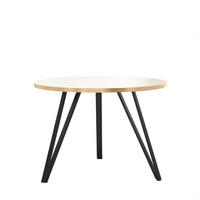 COUCHTISCH Linea Weiß mit Goldrand, Schwarze Beine - Goldfarben/Schwarz, Holzwerkstoff/Metall (67/67/45cm) - Bettso