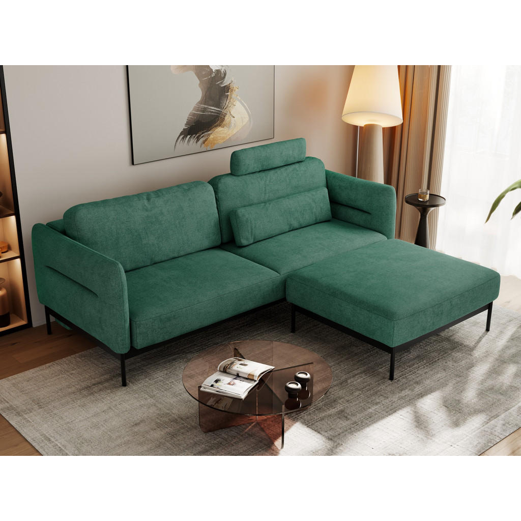 Thumbnail - MKS Schlafsofa, Grün, Textil, 3-Sitzer, L-Form, 221x82x193 cm, Oeko-Tex®, Wohnzimmer, Sofas & Couches, Schlafsofas
