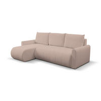 ECKSOFA Primo mit Schlaffunktion und Bettkasten in Cordstoff - Schwarz/Rosa, Holz/Holzwerkstoff (245/143cm) - Ravio