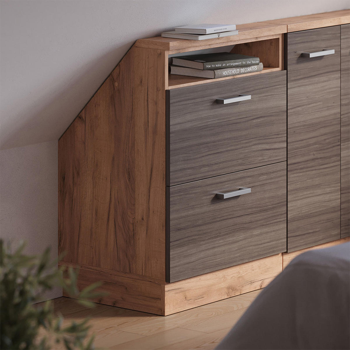 ŠIKMÁ SKŘÍŇ Rion Ušlechtilý šedý/zlatý dub - šedá/medově dubová, kompozitní dřevo (60/81.6/46cm) - Vicco