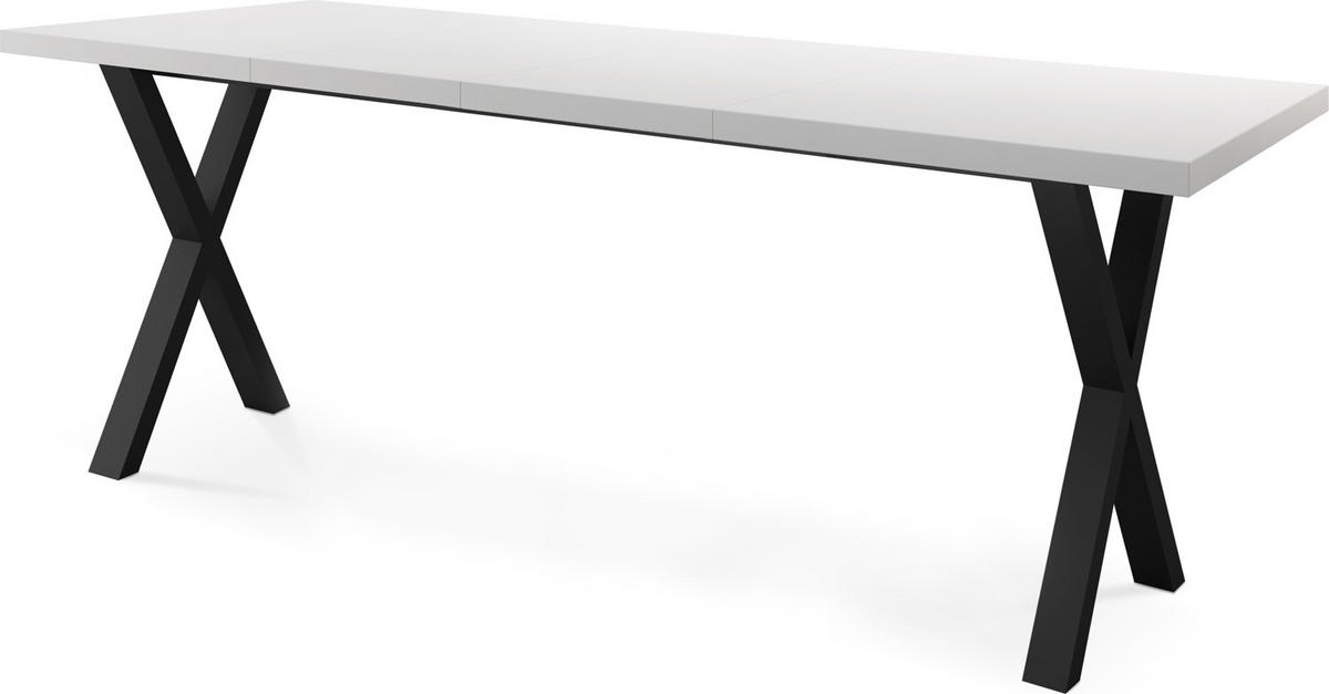 ESSTISCH Blake rechteckig ausziehbar, Weiß 120-220/80/76 cm - Schwarz/Weiß, Holzwerkstoff/Metall (120/80/76cm) - WFL GROUP