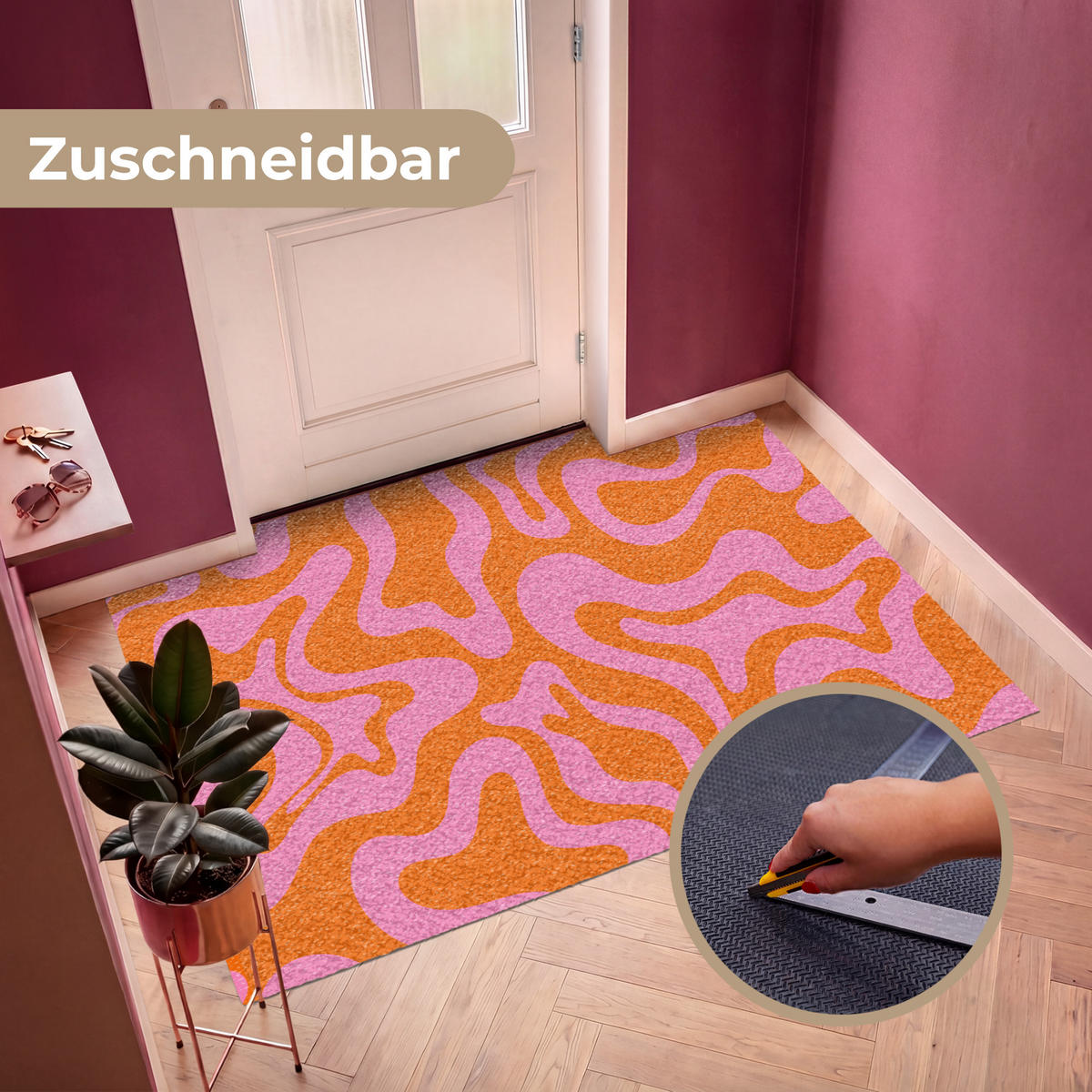 ROHOŽKA Vzor - Ružová - Oranžová - Abstraktné - Moderné 180x120 cm - pink, plast (180/120cm) - MuchoWow