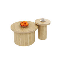 KLUBSKA miza iz MDF, komplet 66/40 in 40/46 cm, naravna - naravne barve, leseni material (66/66/40cm) - BEAOK