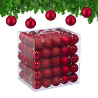 100XWEIHNACHTSKUGELN - Rot, Kunststoff (6/7/6cm) - Relaxdays