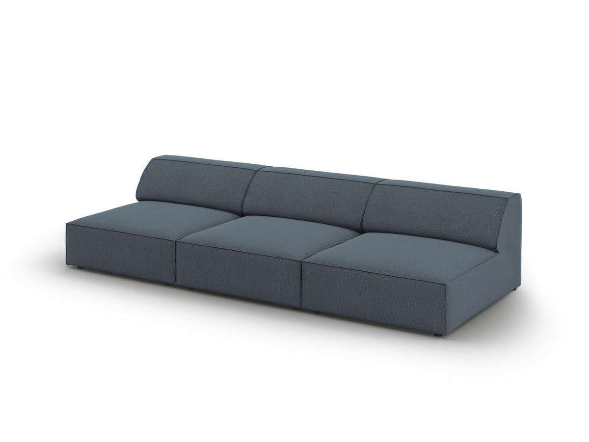 SOFA Jodie aus strukturiertem Stoff blau 3 Sitzplätze - Blau, Textil (102/70/240cm) - Micadoni