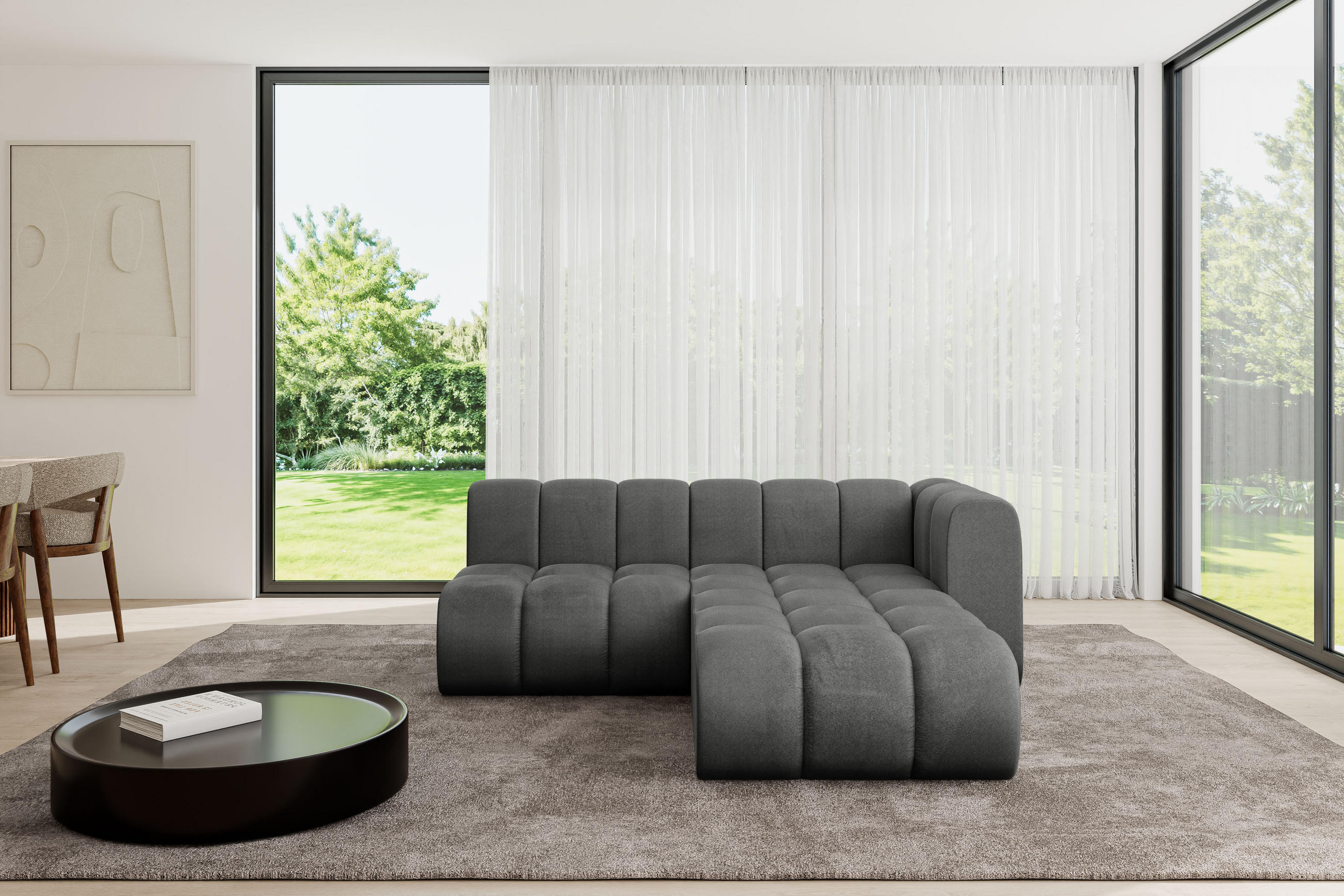 ECKSOFA modulares Sofa Darnel-L1 - 205x177x70 cm Dunkelgrau - Dunkelgrau, Holzwerkstoff/Textil (205/177cm) - ALTDECOR