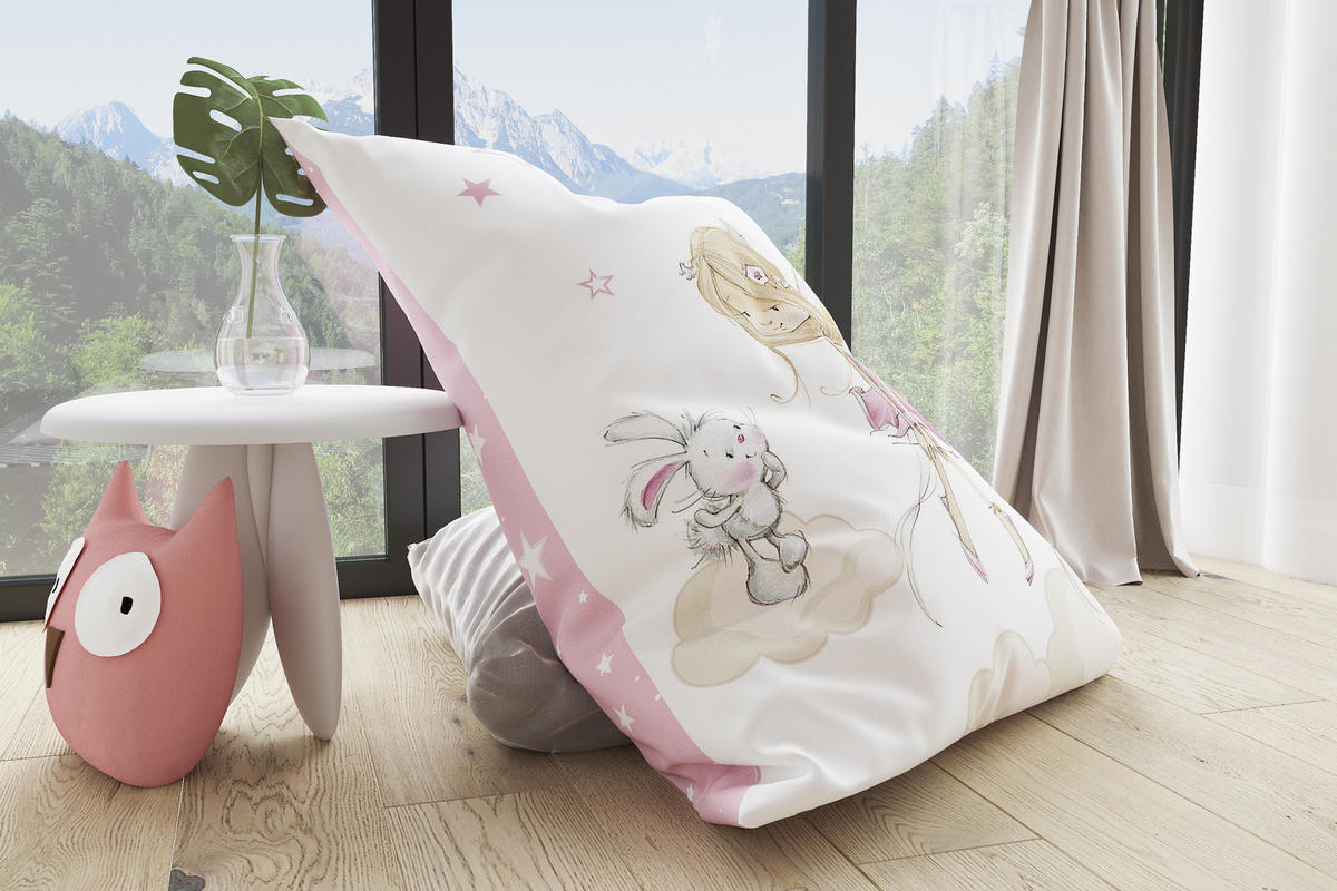 KINDER-SITZSACK - Little Fairy - Weiß/Rosa, Textil (100/25/135cm) - Green Bean