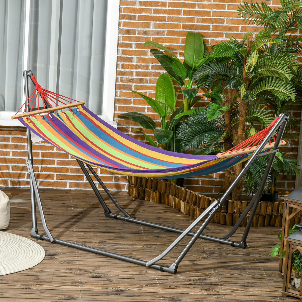 HÄNGEMATTE DE-13578 2-in-1 mit Wäscheständerfunktion Mehrfarbig - Multicolor, Metall (100/94/270cm) - ComfortXL