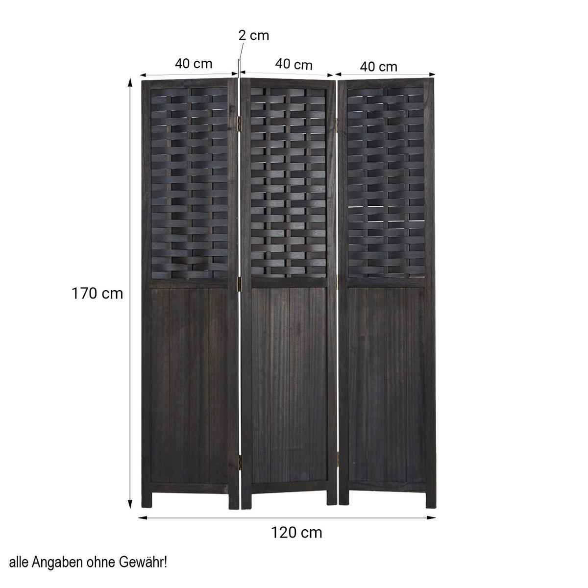 PARAVENT 120/170 cm Schwarz - Schwarz, Holz (120/170/2cm) - Homestyle4u