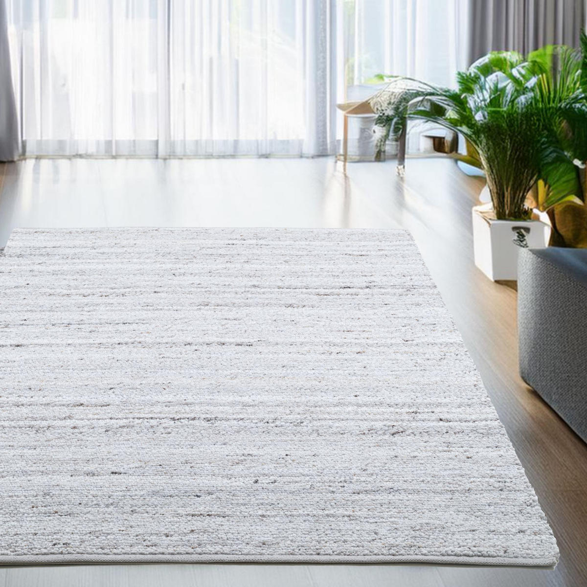 HANDWEBETEPPICH Malli, modern, strapazierfähig, pflegeleicht 170x240 cm - Hellgrau, Textil (170/240cm) - Rug and Roll