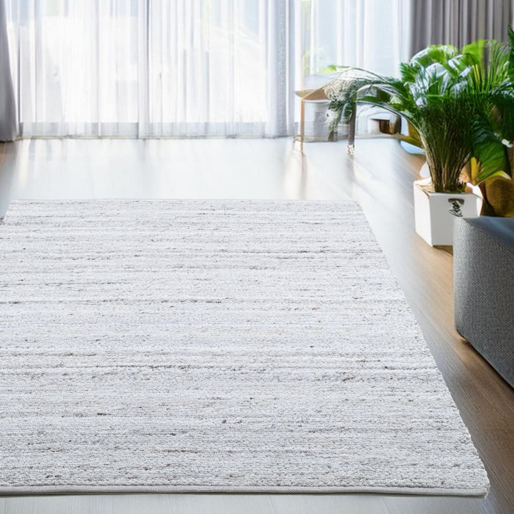 Thumbnail - Rug and Roll Handwebeteppich, Hellgrau, Textil, Uni, Rechteckig, 70x140 cm, antistatisch, Teppiche & Böden, Teppiche, Na...