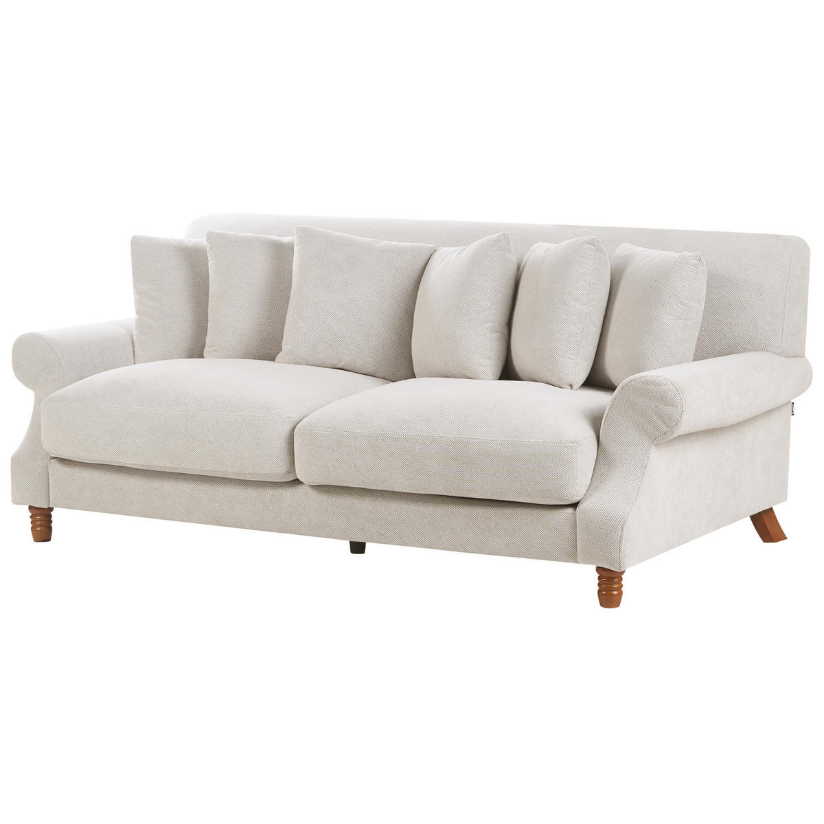 3-SITZER-SOFA Samtstoff Cremeweiß Eike - Weiß, Textil (186/82/102cm) - Beliani