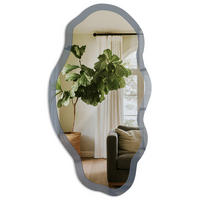 SPIEGEL 90x45 cm asymmetrisch mit Druck - Verblasstes Braun - Transparent, Glas (45/90/0.4cm) - TULUP
