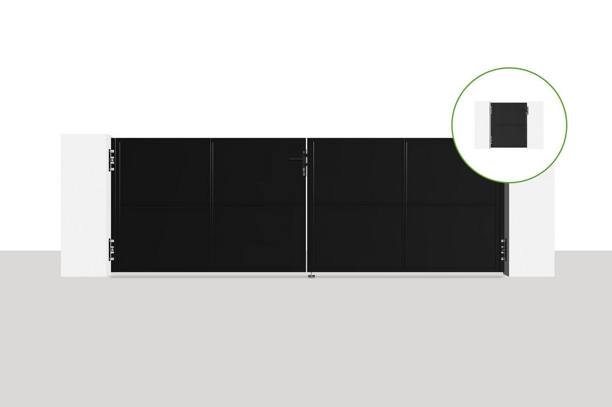 DREHTORPAKET 3,5m H.120cm Nali Mattschwarz + TOR 1m H.120cm - Schwarz, Metall (343/120cm) - Casanoov