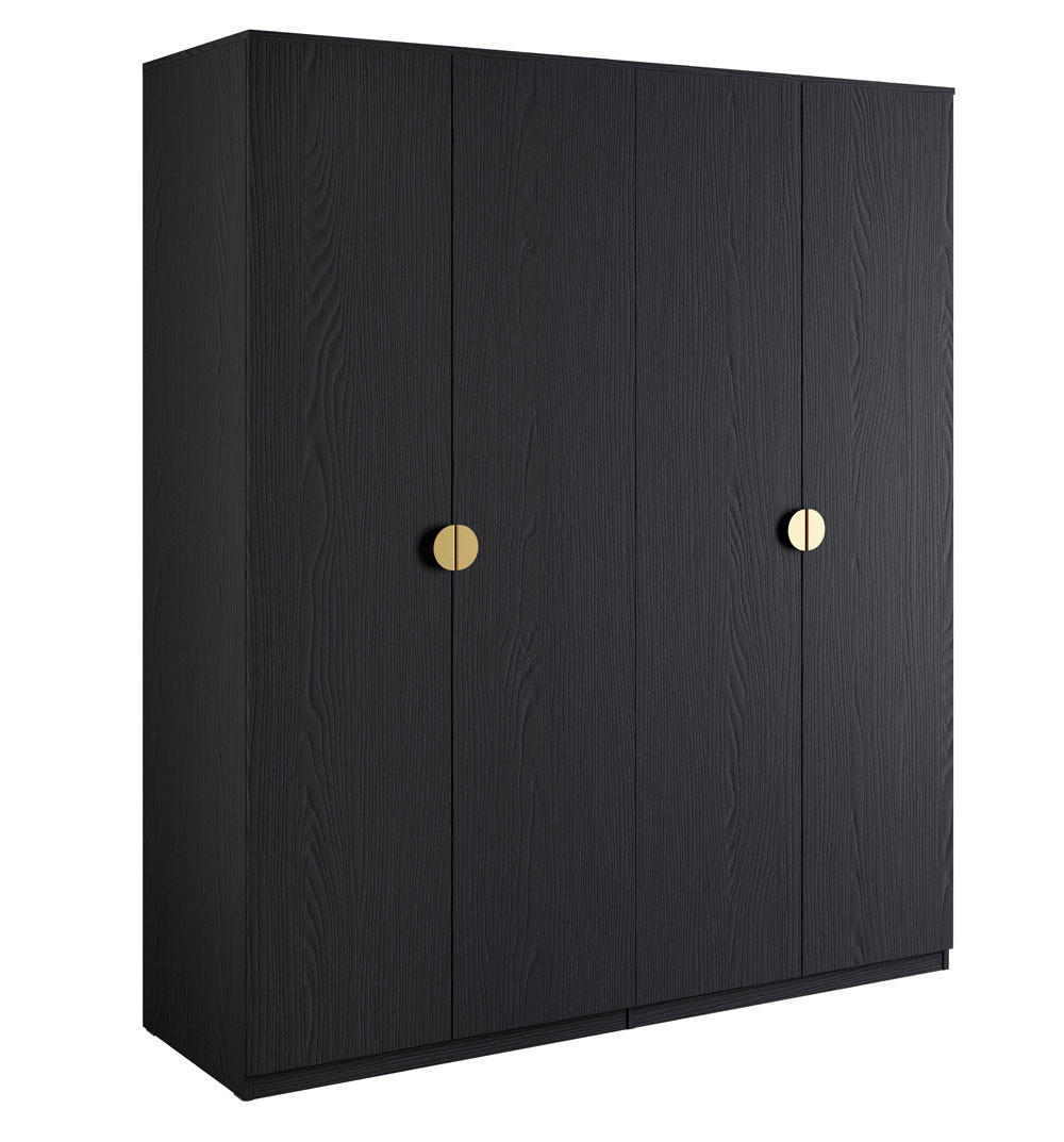 KLEIDERSCHRANK Mond anthrazit 179 / 58,5 / 209cm - Anthrazit/Goldfarben, Holz/Holzwerkstoff (179/209/58.5cm) - Feldmann-Wohnen