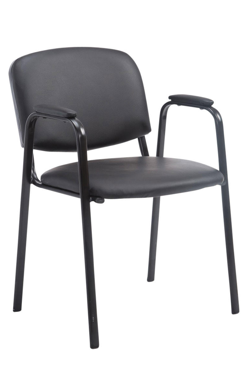 BESUCHERSTUHL Keen PRO, Kunstleder mit Armlehne - Gestell Schwarz / Bezug Schwarz - Schwarz, Textil/Metall (53/79/53cm) - TPFLiving
