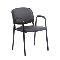 BESUCHERSTUHL Keen PRO, Kunstleder mit Armlehne - Gestell Schwarz / Bezug Schwarz - Schwarz, Textil/Metall (53/79/53cm) - TPFLiving