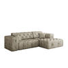 ECKSOFA L-Form Gesteppt LUX Stoff Whisper Rechts Creme - Creme, Holz/Kunststoff (266/165cm) - Kaiser Möbel