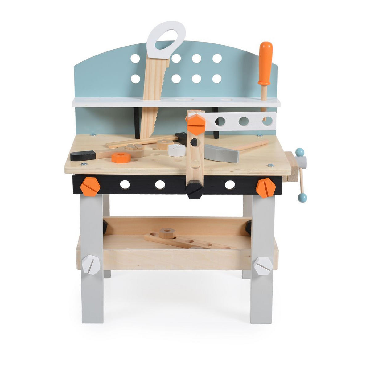 SPIELWERKZEUG Kinderwerkbank 1176 bunt Holz, Kinderwerkzeug, Säge, Hammer, Schrauben, Werkbank, Motorik - Multicolor, Holz (29/49/45cm) - Moni