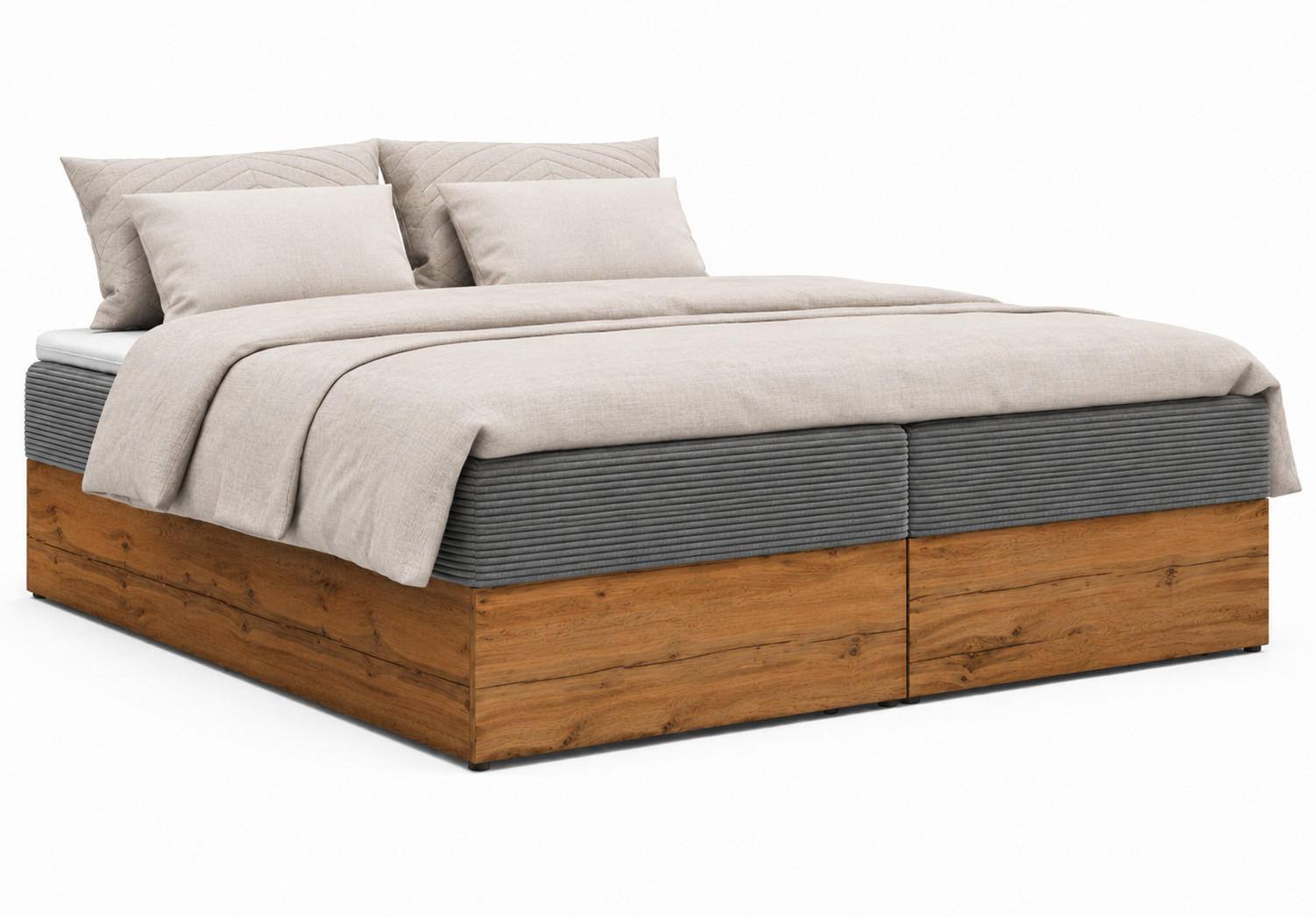 BOXSPRINGBETT LOLY 160x200 cm Bonell H3 mit Bettkasten Dunkelgrau - Schwarz/Grau, Kunststoff/Textil (160/200cm) - KS Home Concept