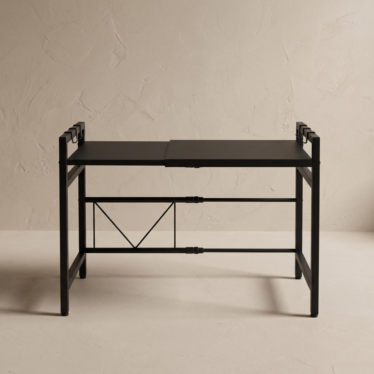 REGAL über der Mikrowelle mit Haken 63/32/44 cm - Schwarz, Metall (32/44/63cm) - BOXIMO