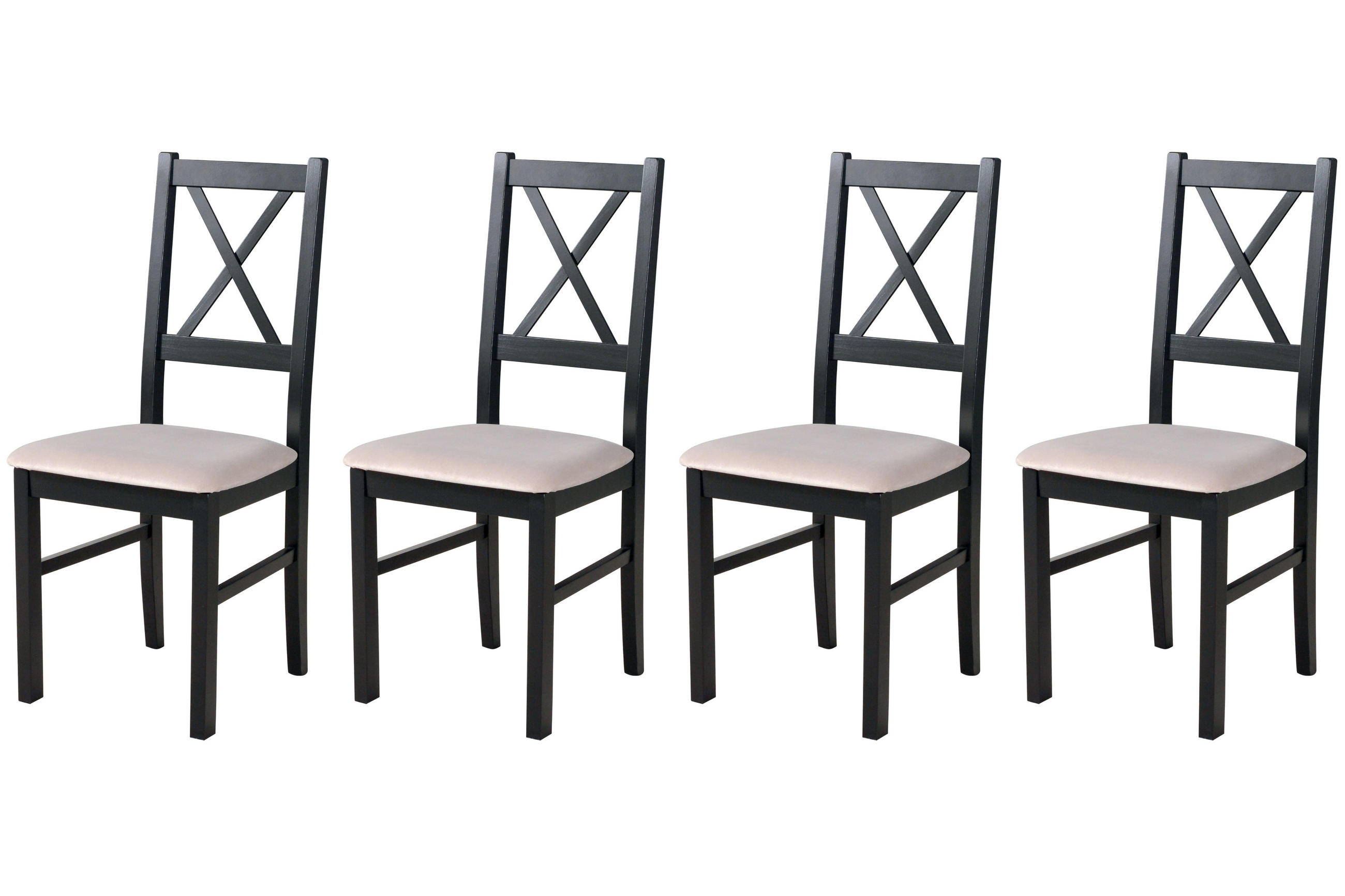 STUHL Nilo 10 (4er Set) - Beige/Schwarz, Holz (43/94/40cm) - Leaf Design