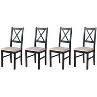STUHL Nilo 10 (4er Set) - Beige/Schwarz, Holz (43/94/40cm) - Leaf Design