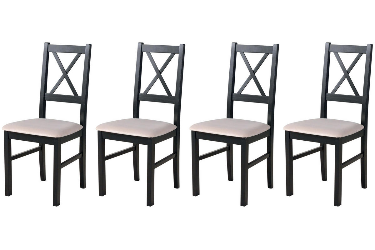 STUHL Nilo 10 (4er Set) - Beige/Schwarz, Holz (43/94/40cm) - Leaf Design