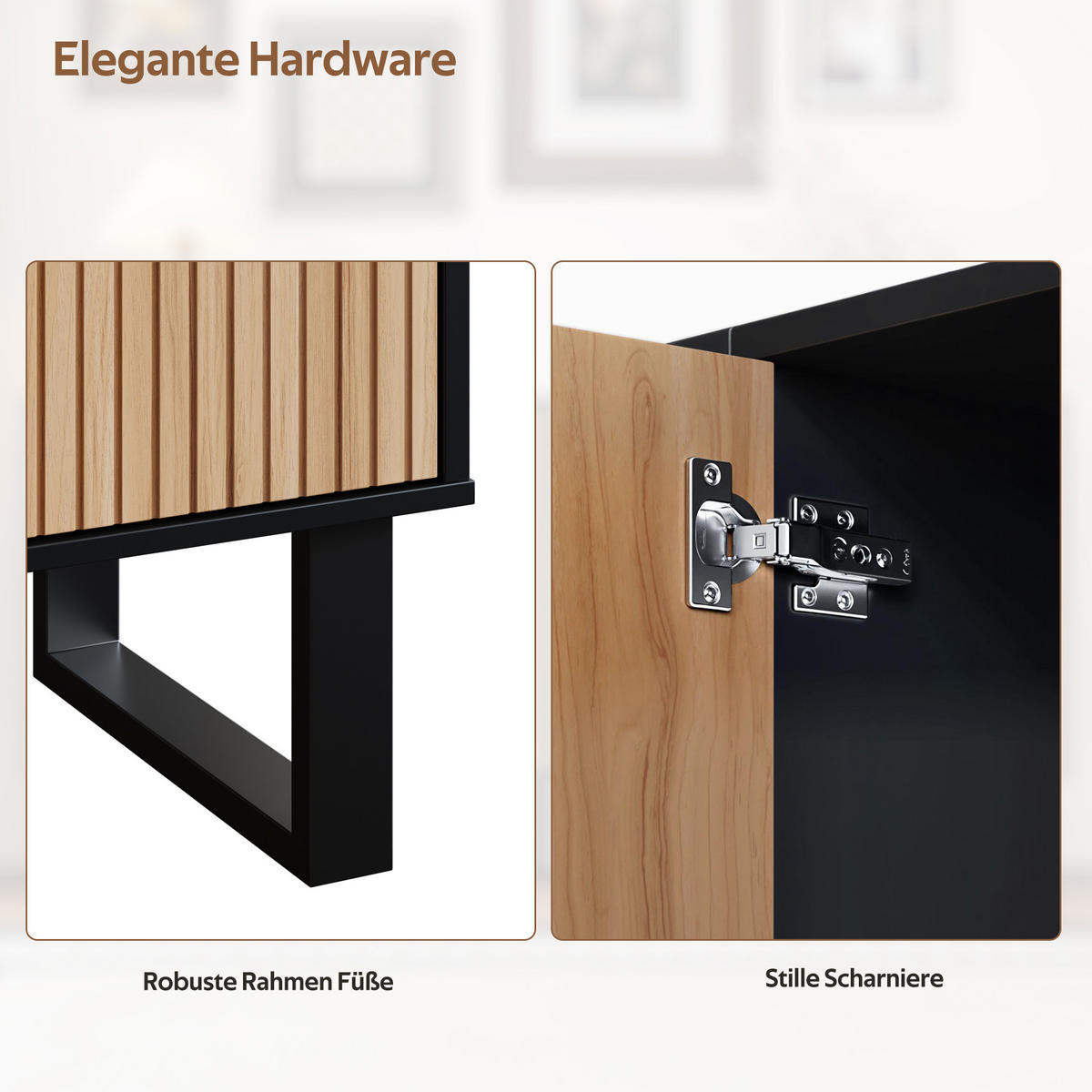 SIDEBOARD Schwarz Holzmaserung 3D-Streifen Extra Stauraum - Schwarz, Holzwerkstoff (38/75/160cm) - FLIEKS