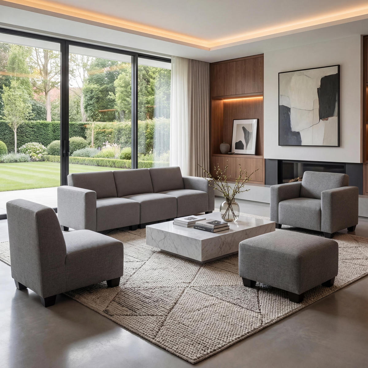 SOFA-SYSTEM Grau - Grau, Textil (193/76/72cm) - MCW