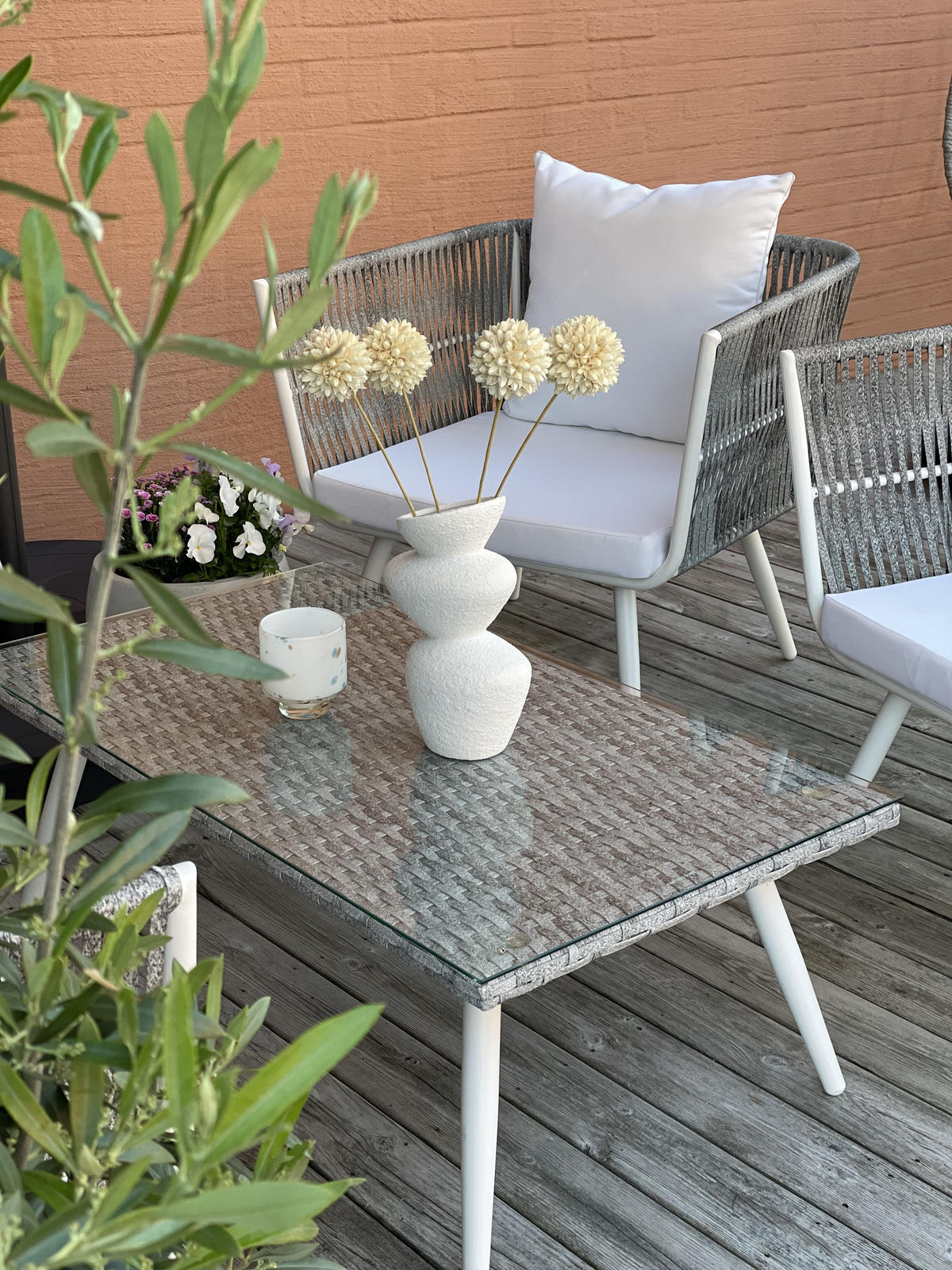 LOUNGE SADA 4-místná Ratan Bílá Ragusa - bílá, plast - Beliani